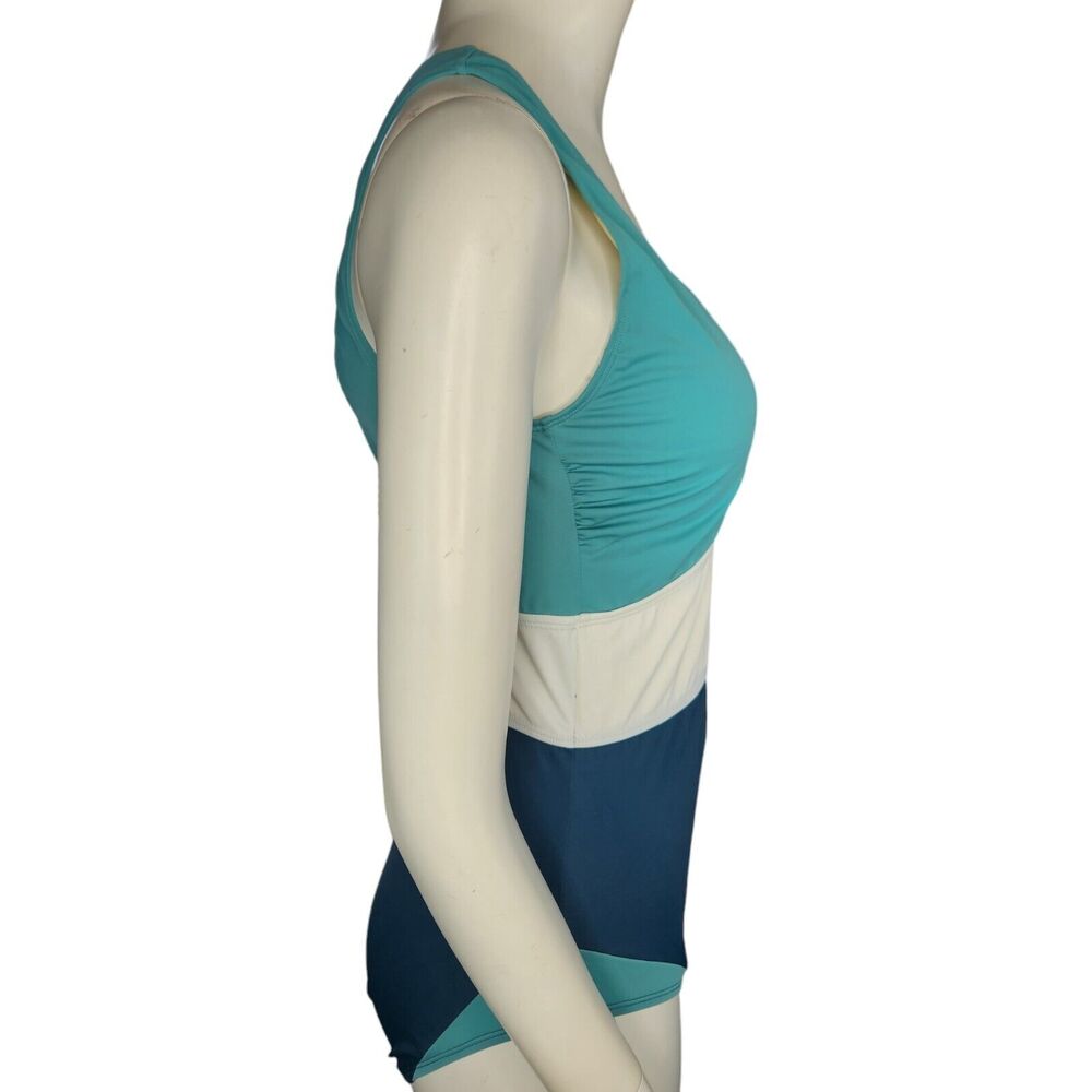Zuda Colorblocked V-Neck One Piece Womens Swimsuit Teal‎ Blue Size 8 NWOT - Picture 10 of 16